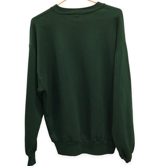 Jerzees Christmas Reindeer Sweatshirt Long Sleeve Pullover Crew Neck Green Large - Picture 2 of 5